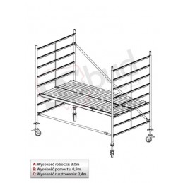 Rusztowanie aluminiowe przejezdne STABILO 50 podest 1,5 x 2,0m - 3,0m - 781017P